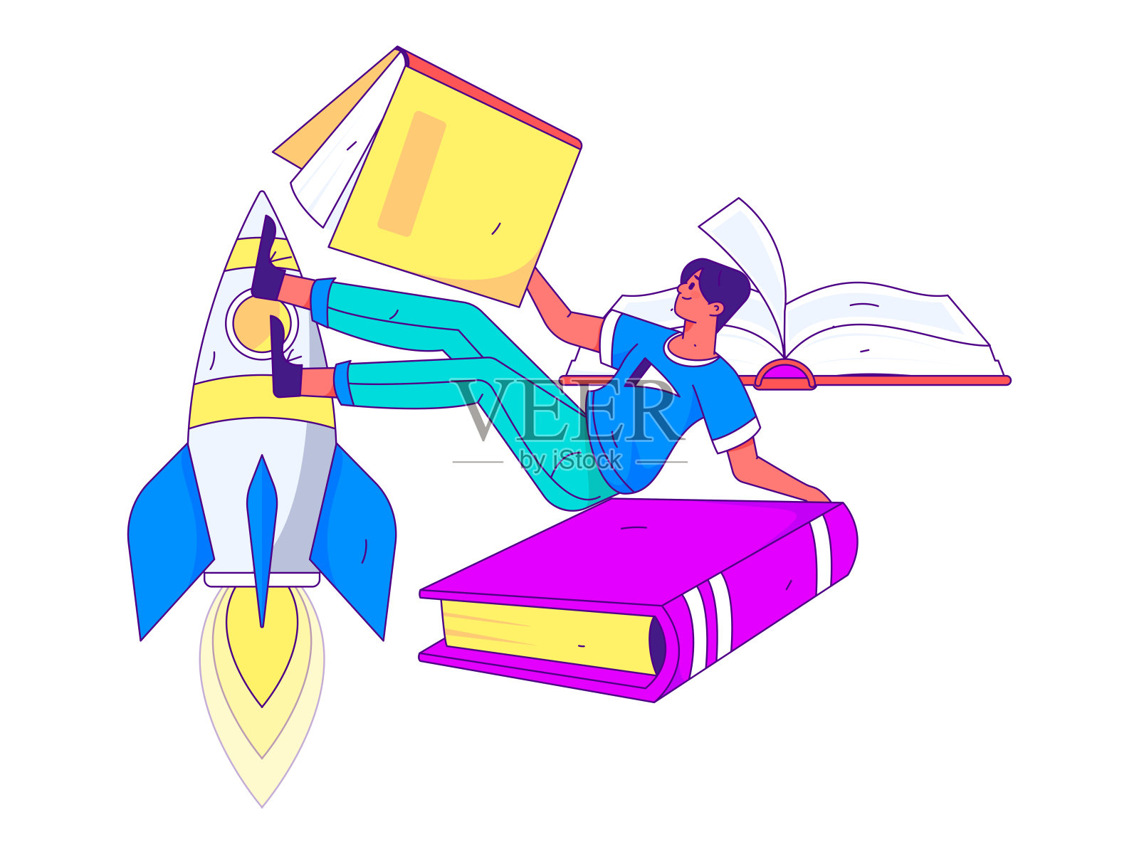 教育和学习的人平面矢量概念手绘插图插画图片素材