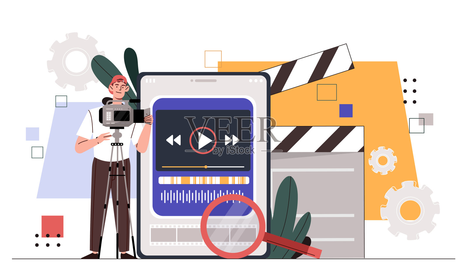 视频编辑工作室矢量概念插画图片素材