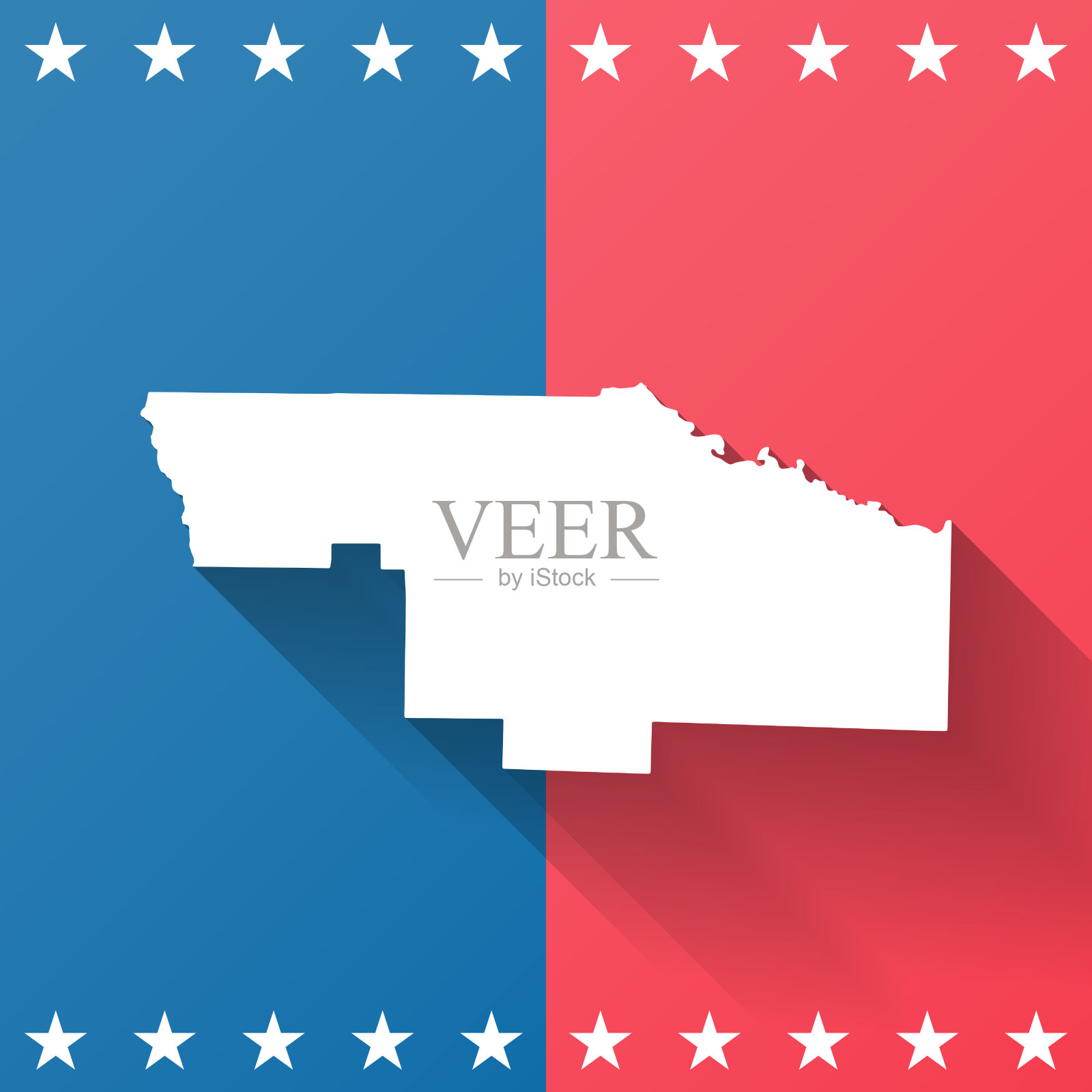 本希尔县，乔治亚州。地图在蓝色和红色的背景插画图片素材