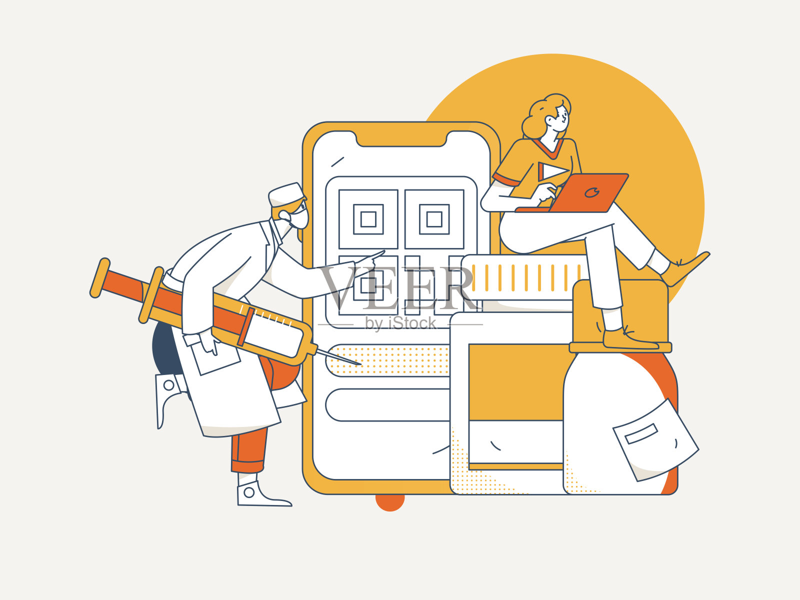 医学人物抗击疫情的平面矢量概念操作手绘插图插画图片素材