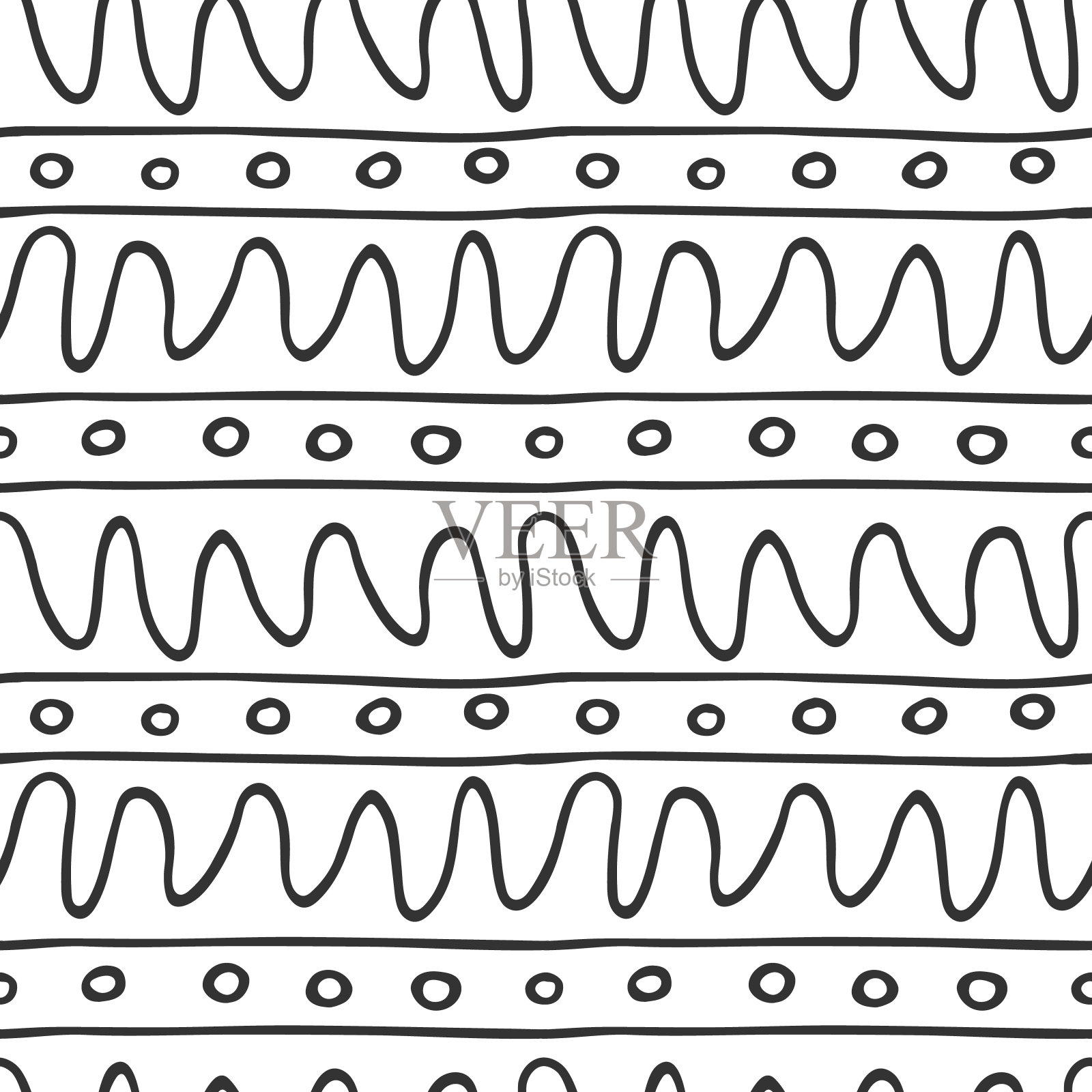 涂鸦轮廓无缝图案插画图片素材