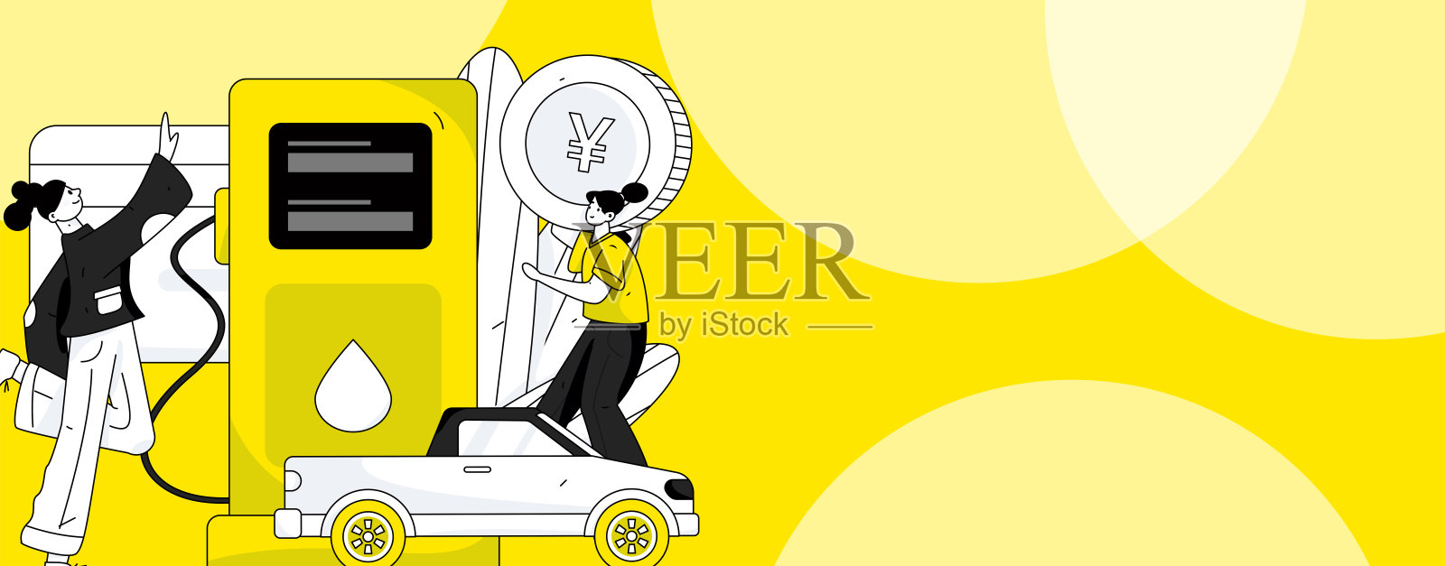 矢量互联网操作手绘插图的人获得折扣加油他们的汽车插画图片素材