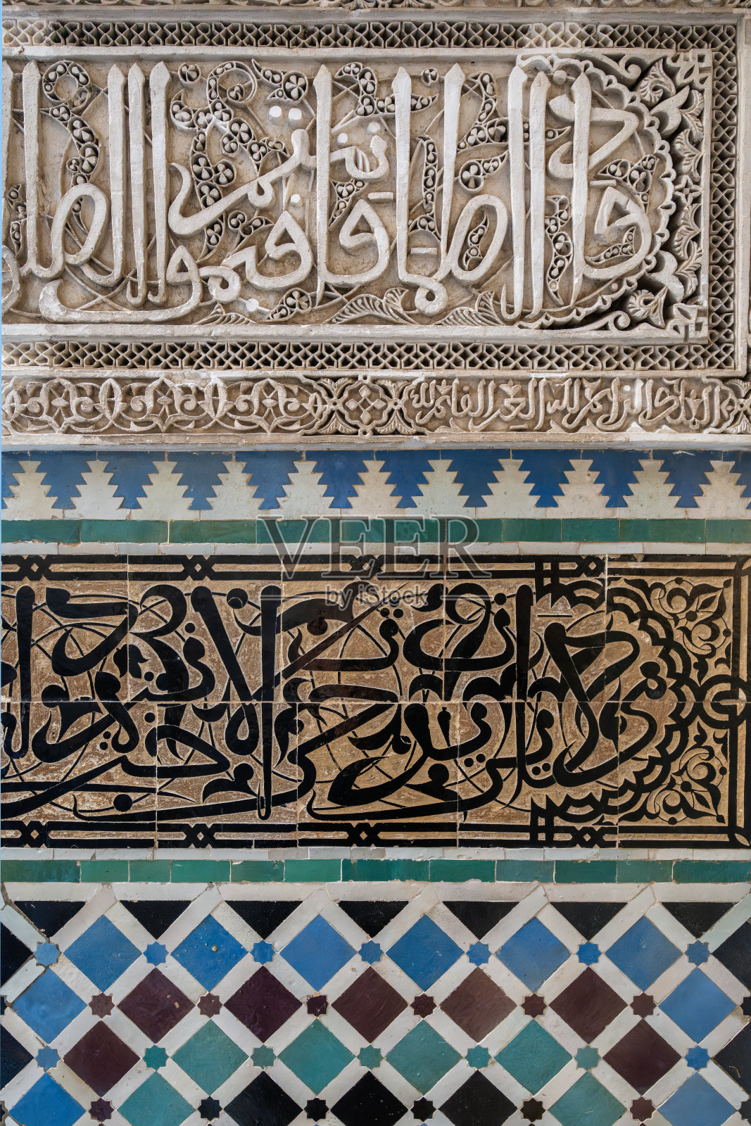 摩洛哥风格的马赛克墙照片摄影图片