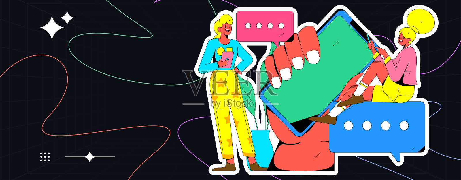 平面矢量插图的业务人员操作的工作场景插画图片素材