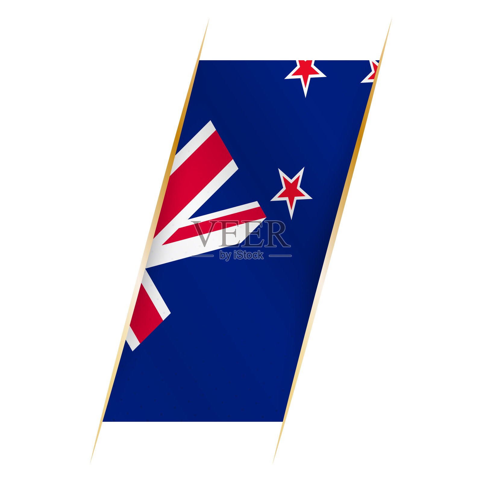 新西兰国旗，以旗帜的形式，具有摇摆效果和阴影。插画图片素材