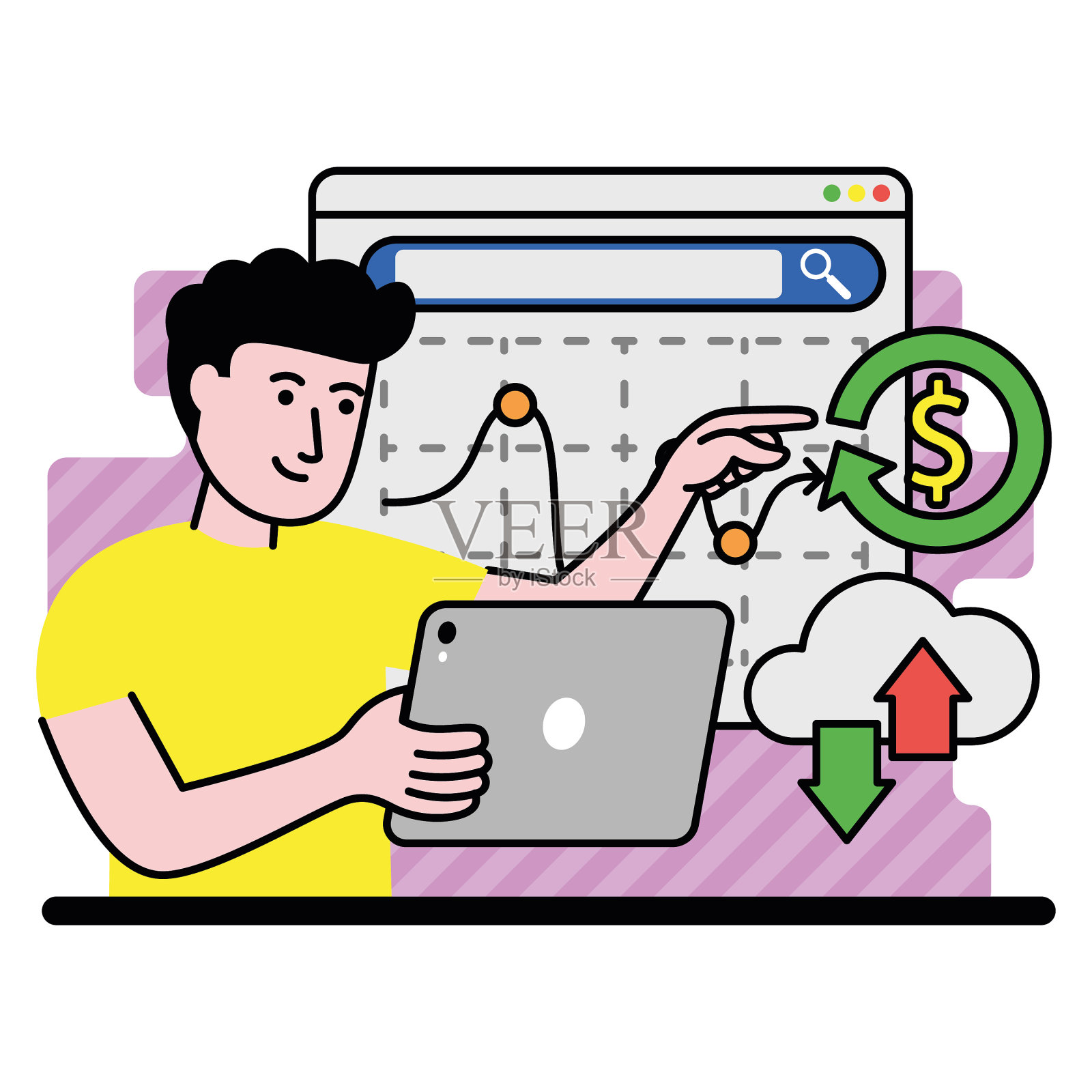 人的矢量图像显示了如何正确地进行业务分析插画图片素材