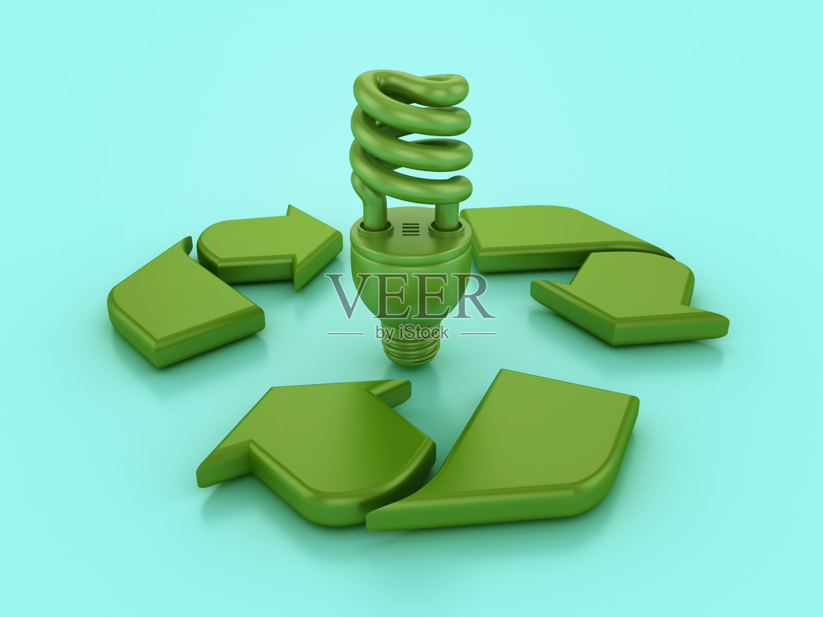 高效率灯泡及循环再造标志照片摄影图片