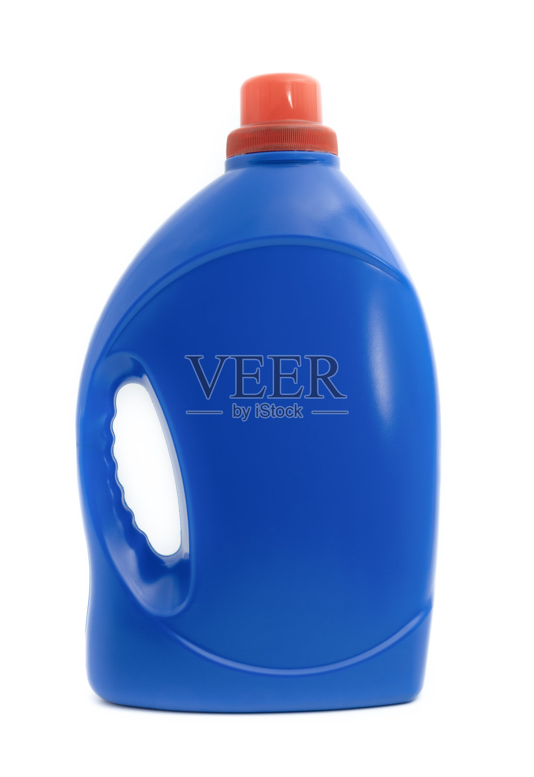 白色背景上的蓝色塑料容器。照片摄影图片