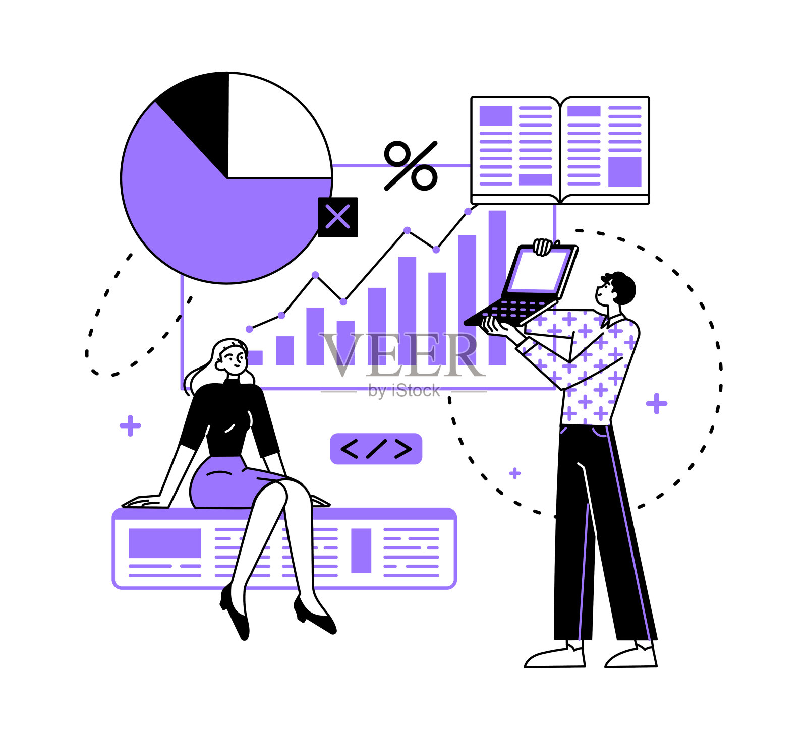 商务人士的工作是研究分析插画图片素材