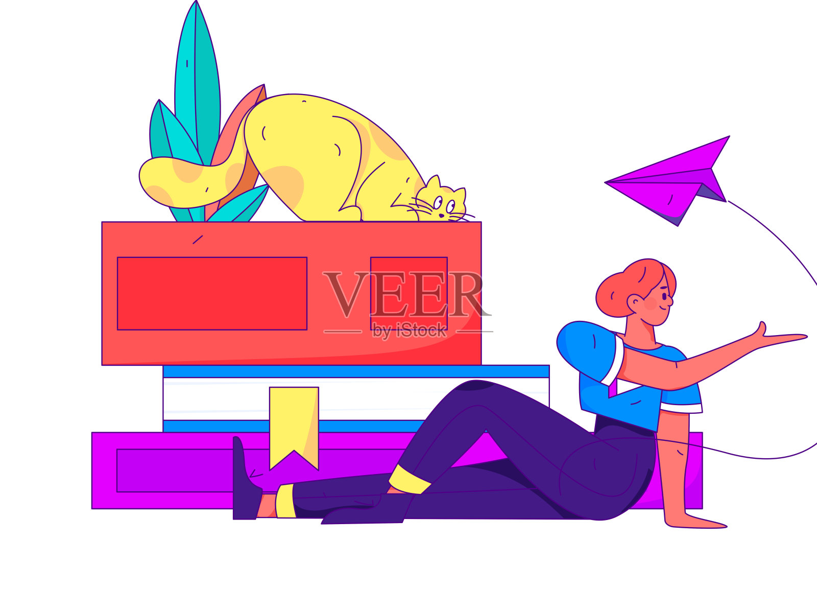 文字阅读静静地矢量概念操作手绘插图插画图片素材