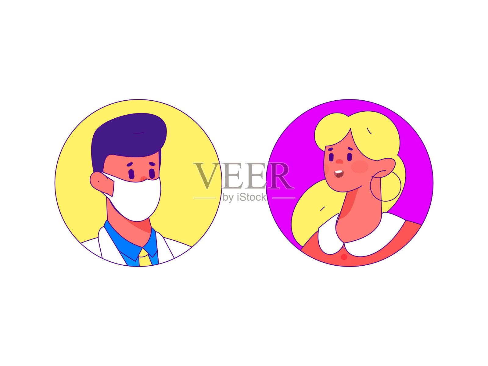 平面矢量插图的业务人员操作的工作场景插画图片素材