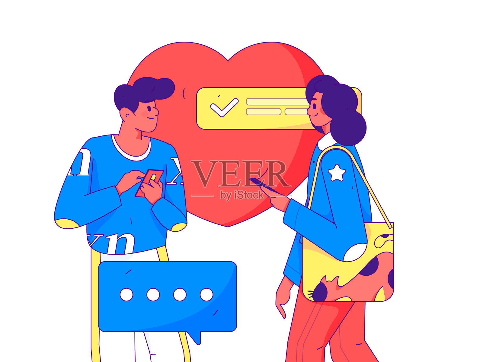 虚拟人物社会交往概念商业平面矢量手绘插画插画图片素材