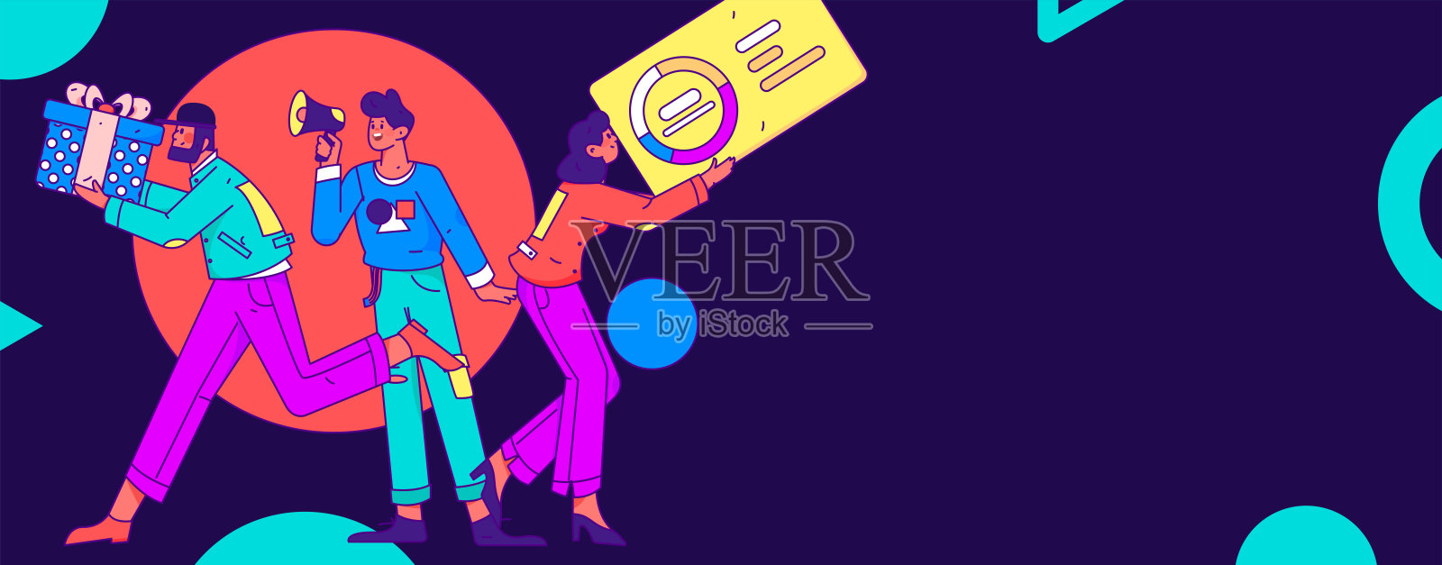 平面矢量插图的业务人员操作的工作场景插画图片素材