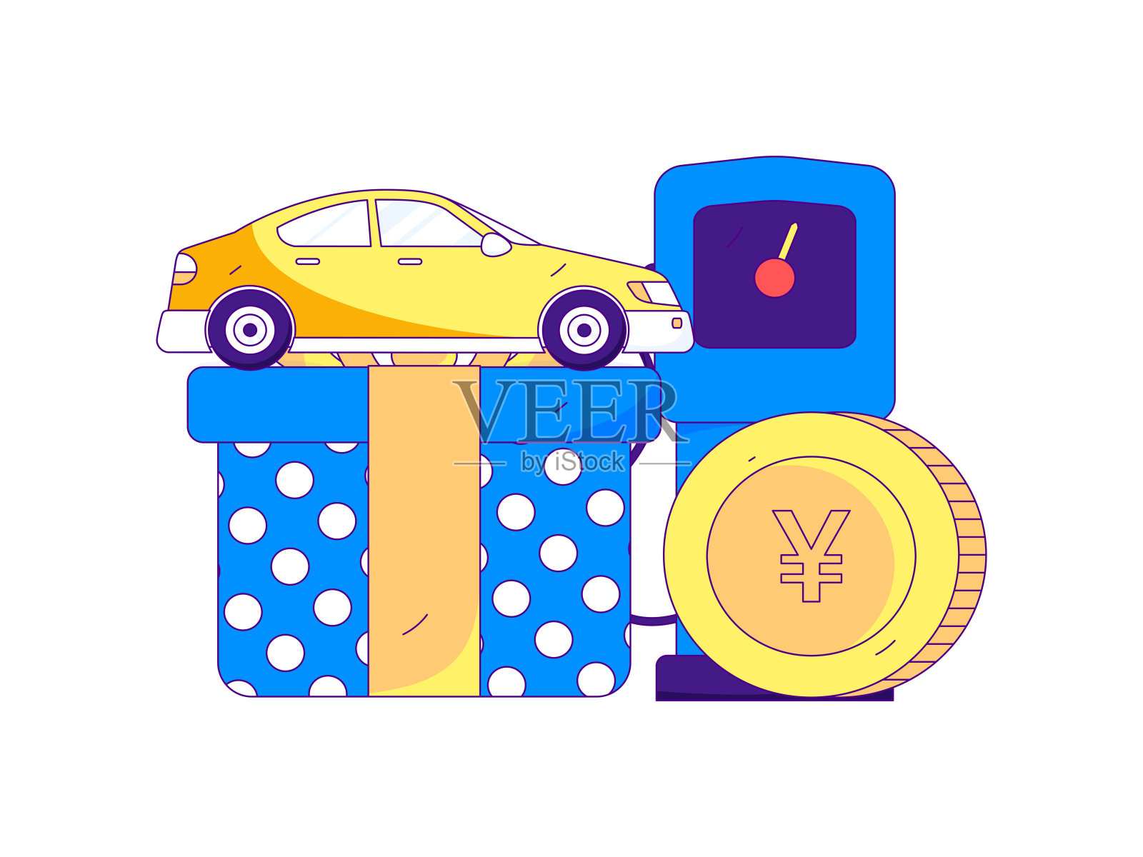 矢量互联网操作手绘插图的人获得折扣加油他们的汽车插画图片素材