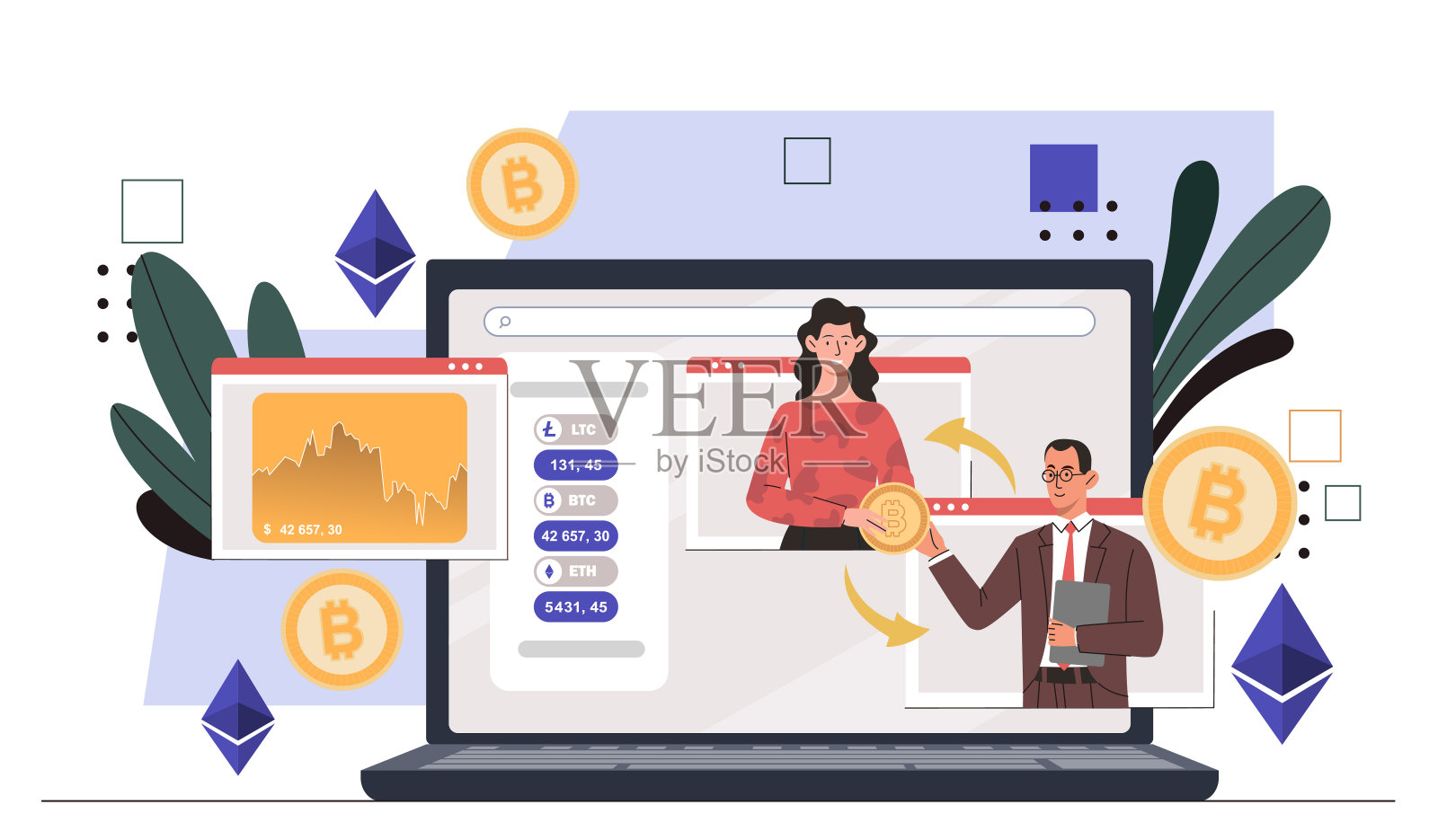 女人与交易矢量概念插画图片素材