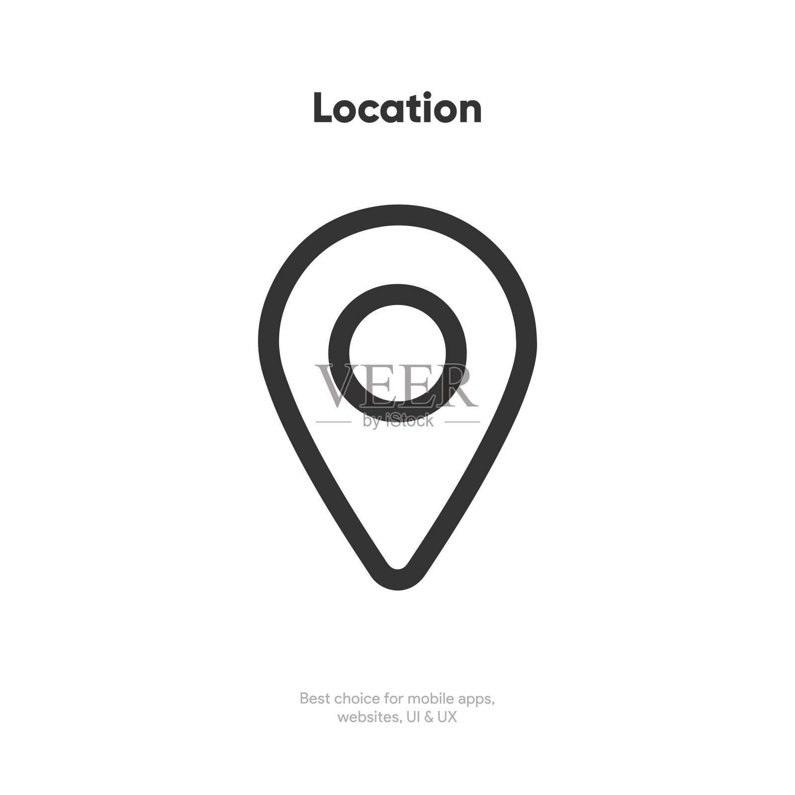 目标定位图标，红色地图位置指针图标符号，带有孤立白色背景的GPS标记，适用于移动应用程序网站UI UX插画图片素材