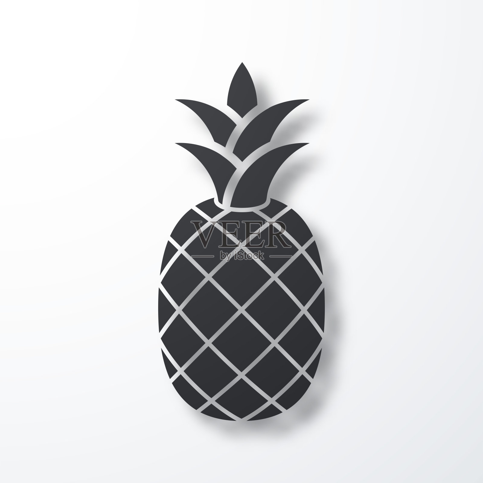 菠萝。白色背景上的阴影图标插画图片素材