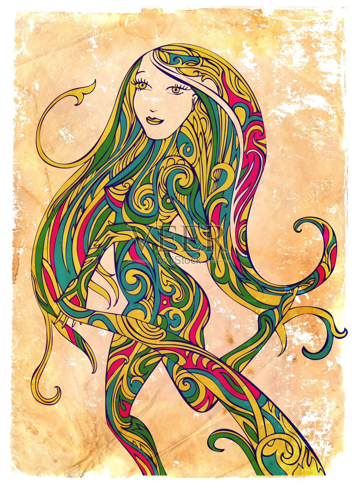 无忧无虑的女人插画图片素材