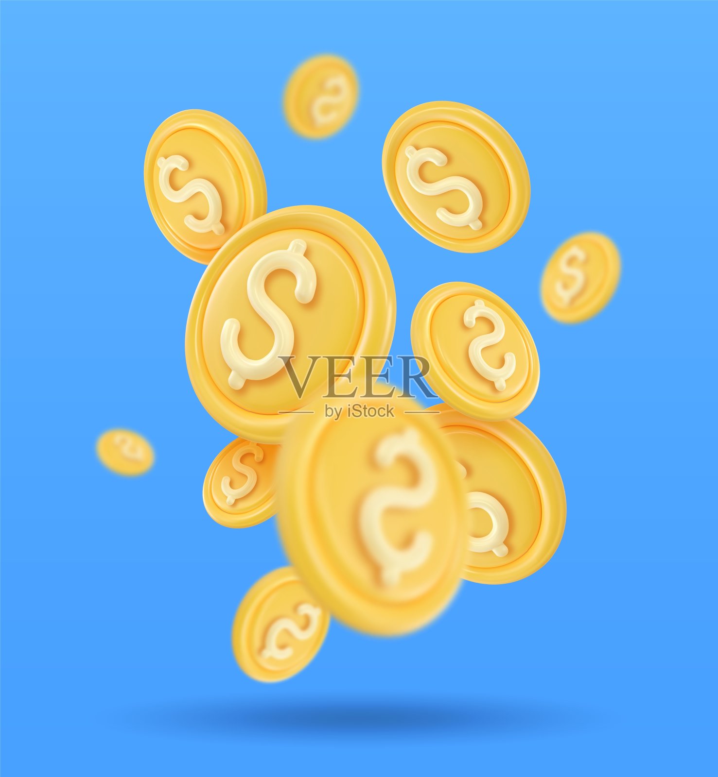 3D令牌硬币图标矢量插画图片素材