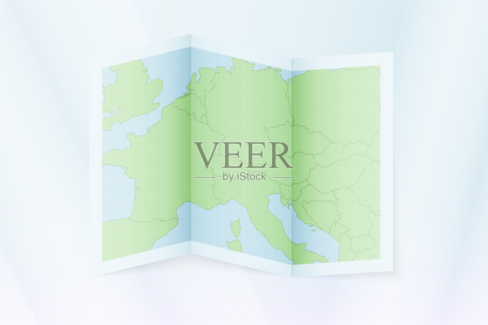 列支敦士登地图，折叠纸上有列支敦士登地图。插画图片素材