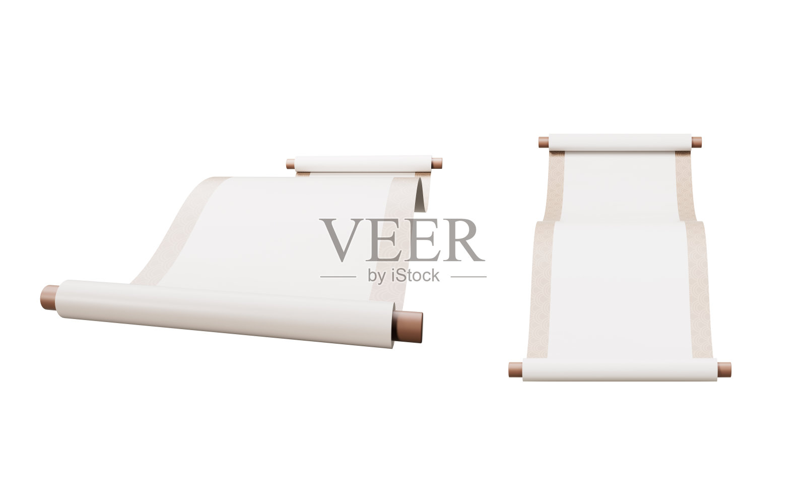 空白中国古代卷轴横幅，3d渲染。照片摄影图片