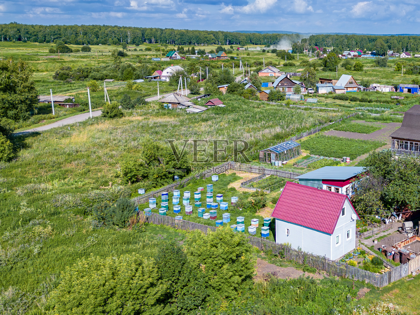 村里的私人养蜂场照片摄影图片