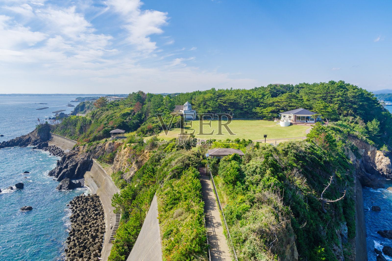 从Anori Saki灯塔看Anori花园角(三重县岛摩市)照片摄影图片