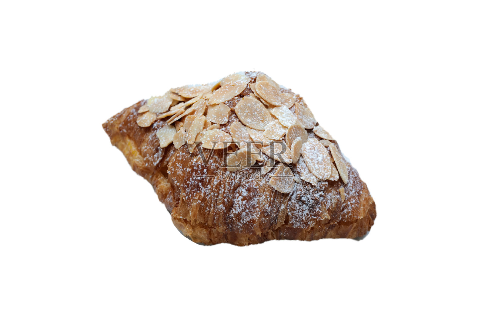 一块单独的杏仁羊角面包照片摄影图片