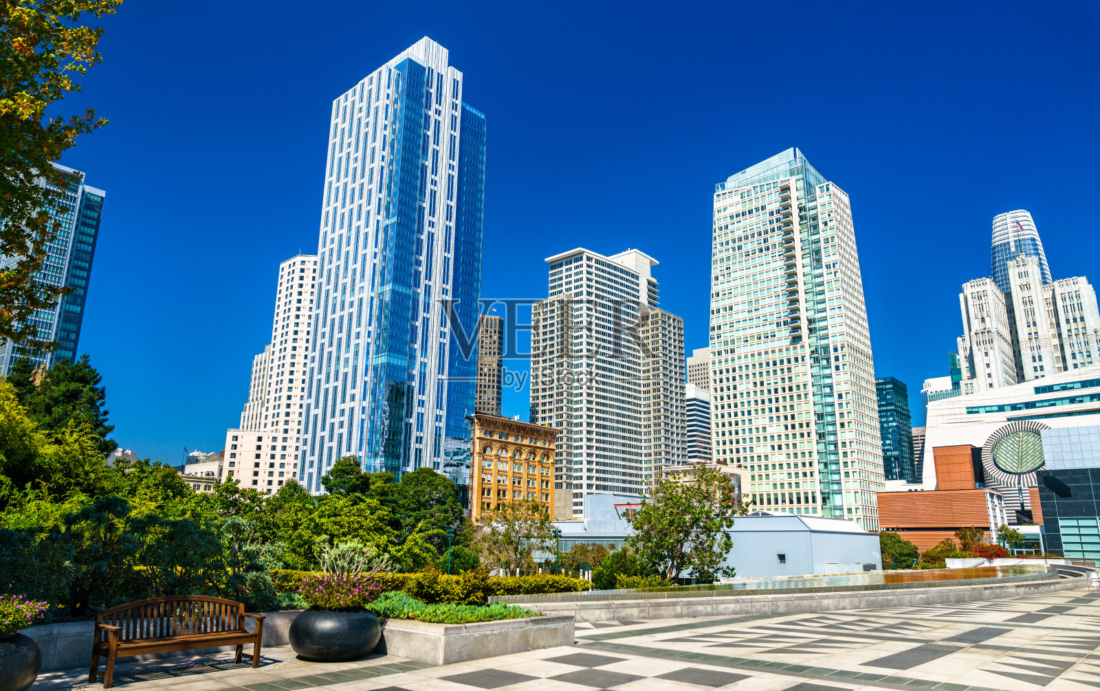 加州旧金山市中心的天际线照片摄影图片