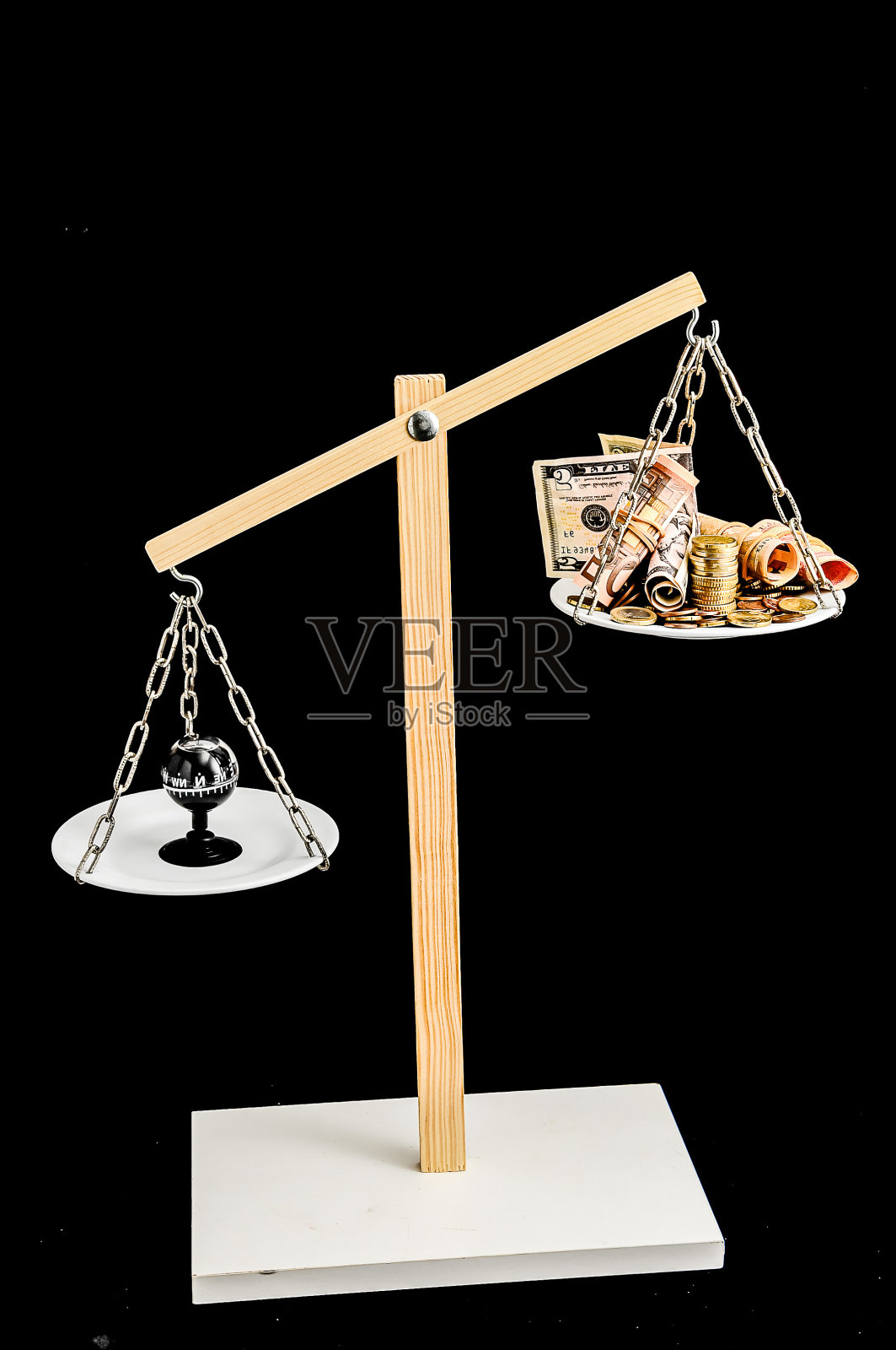 金钱与指南针照片摄影图片