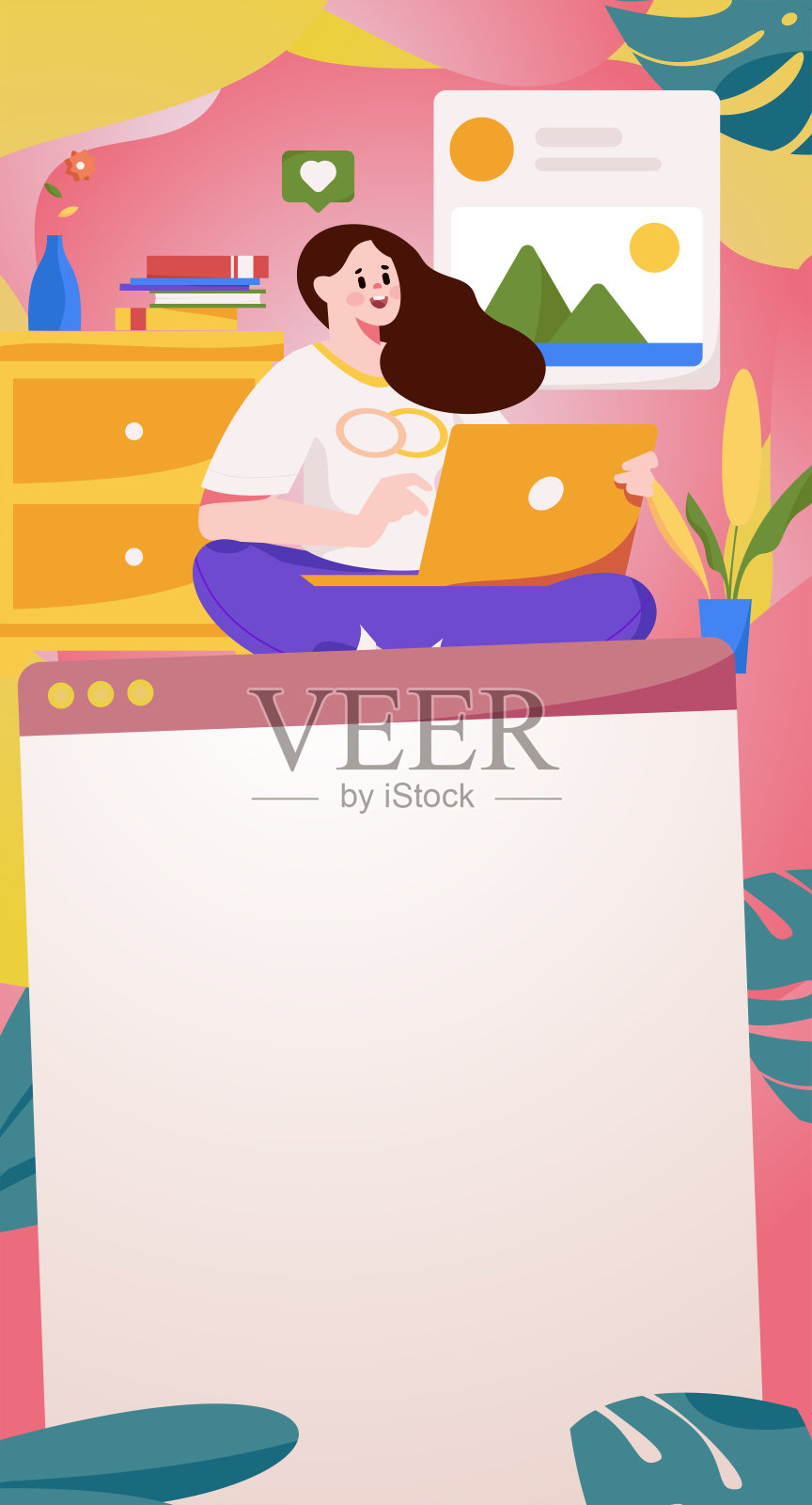 家庭室内人物场景平面矢量概念操作手绘插画插画图片素材