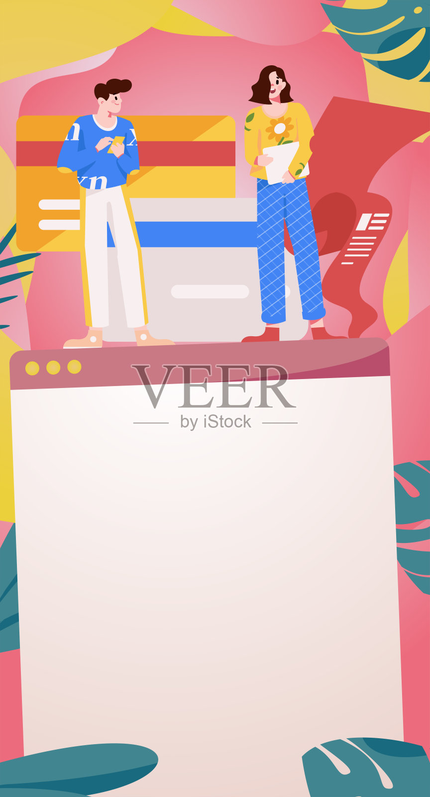 信用卡账单字符平面矢量概念操作手绘插图插画图片素材