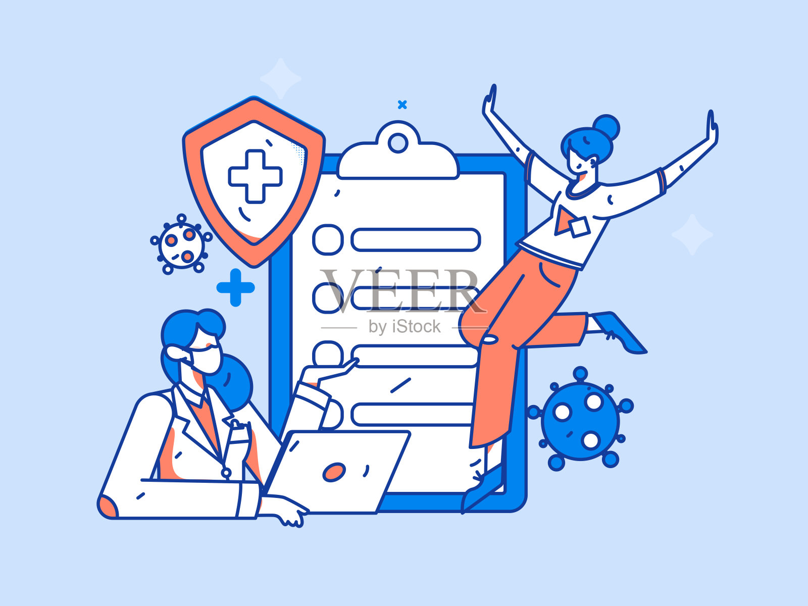 医学人物抗击疫情的平面矢量概念操作手绘插图插画图片素材