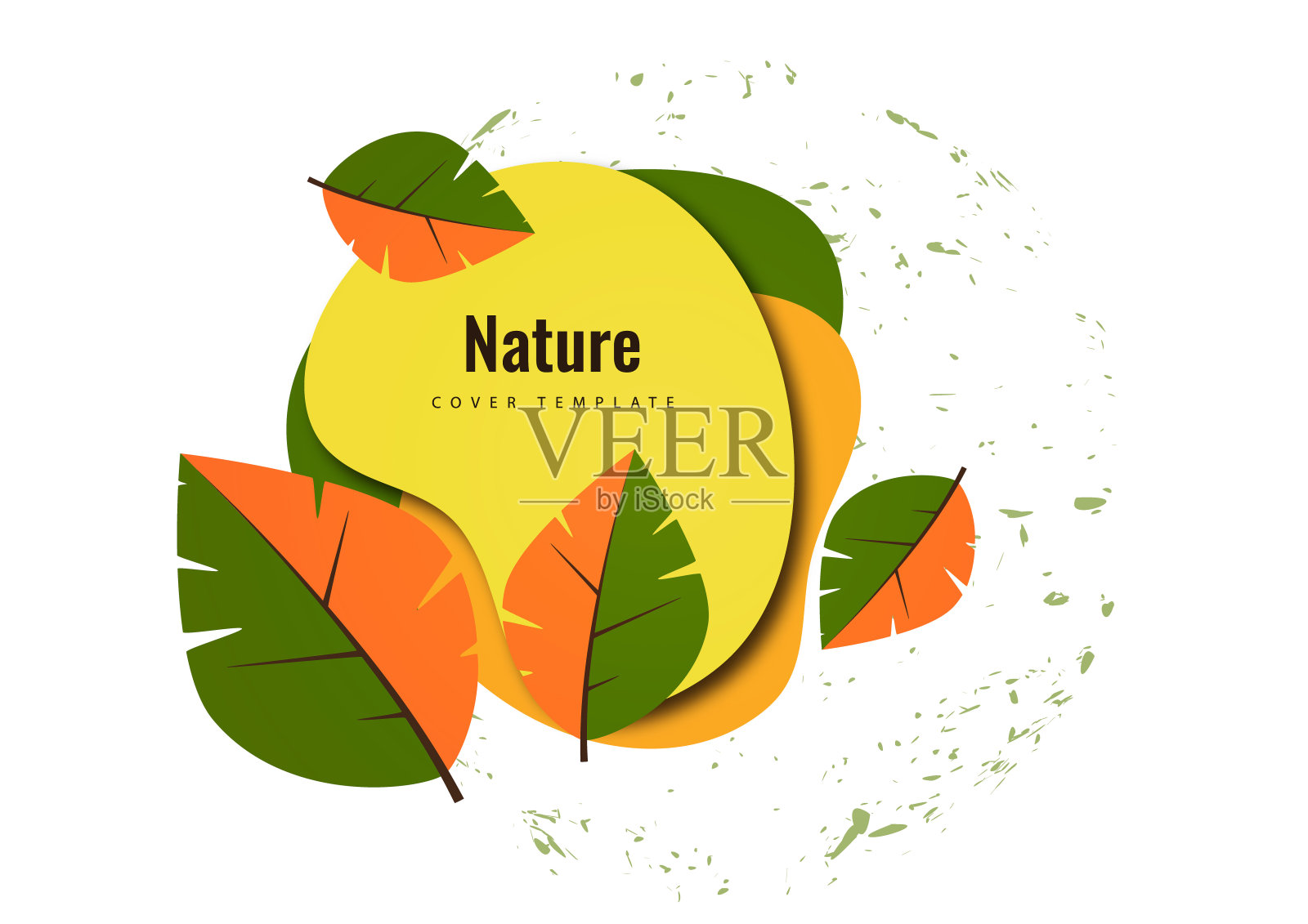 把叶子抽象成圆形。适用于封面、邀请函、横幅、海报、宣传册、标牌、卡片、传单等。向量插画图片素材