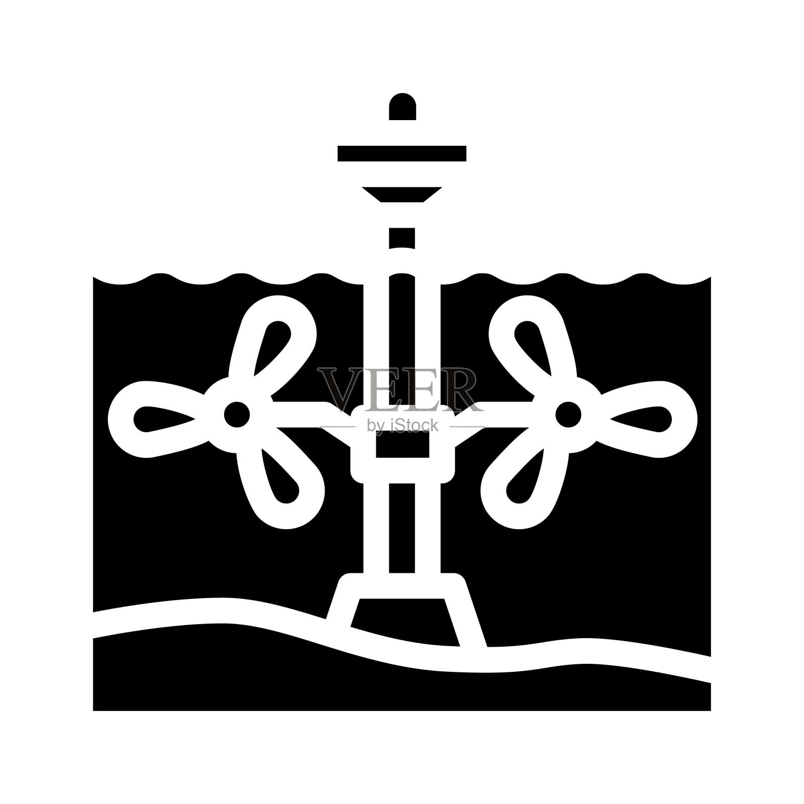 射程系统拦河坝潮汐符号图标矢量插图插画图片素材