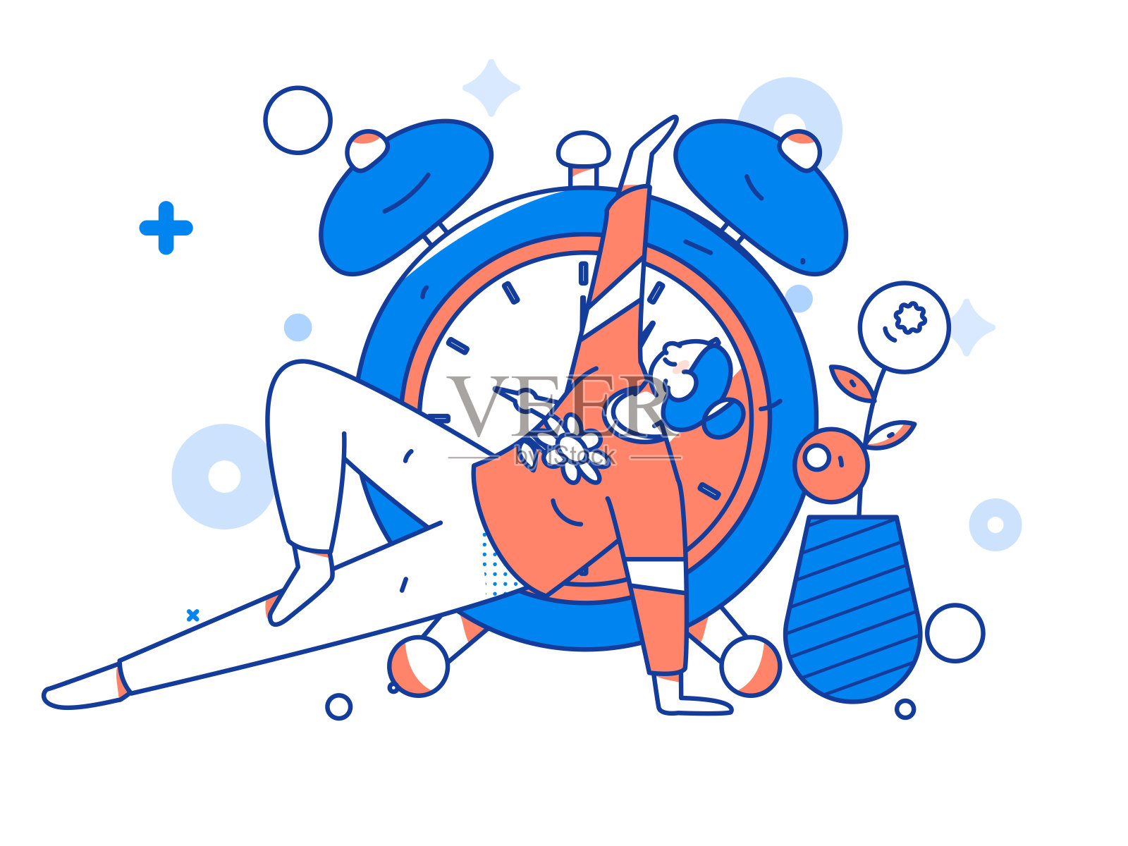 练习瑜伽，身心健康，平面矢量人物概念，操作手绘插图插画图片素材