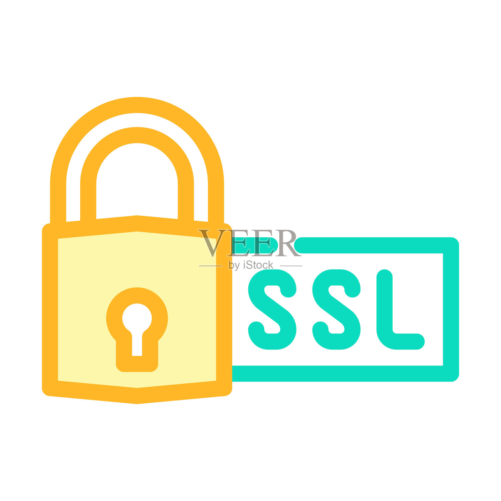 SSL安全套接字层seo彩色图标矢量插图插画图片素材
