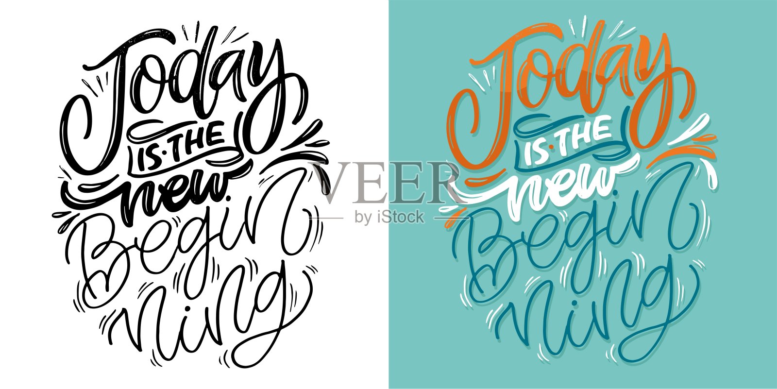 可爱的手绘涂鸦明信片，文字引用。100%矢量图像插画图片素材