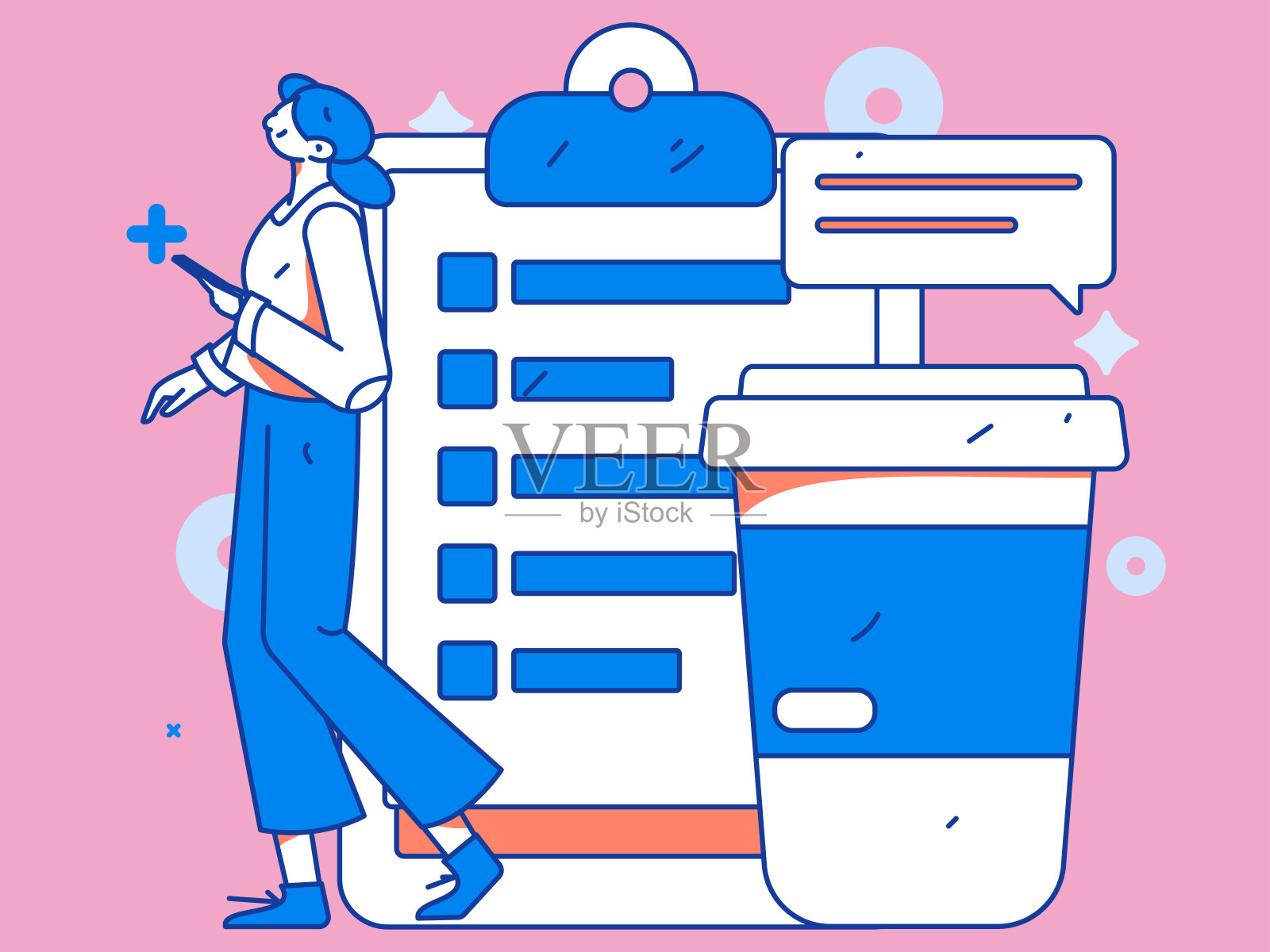 邀请朋友进行问卷平面矢量概念操作手绘插画插画图片素材