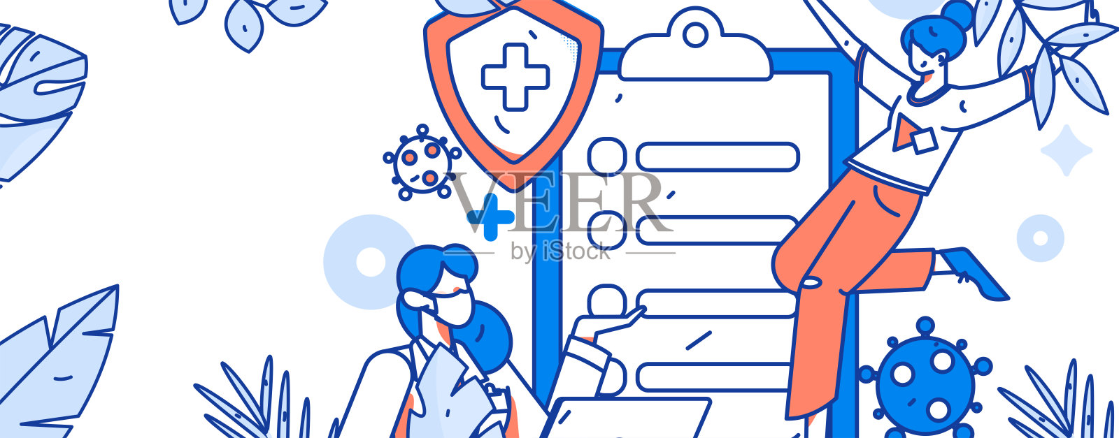 医学人物抗击疫情的平面矢量概念操作手绘插图插画图片素材