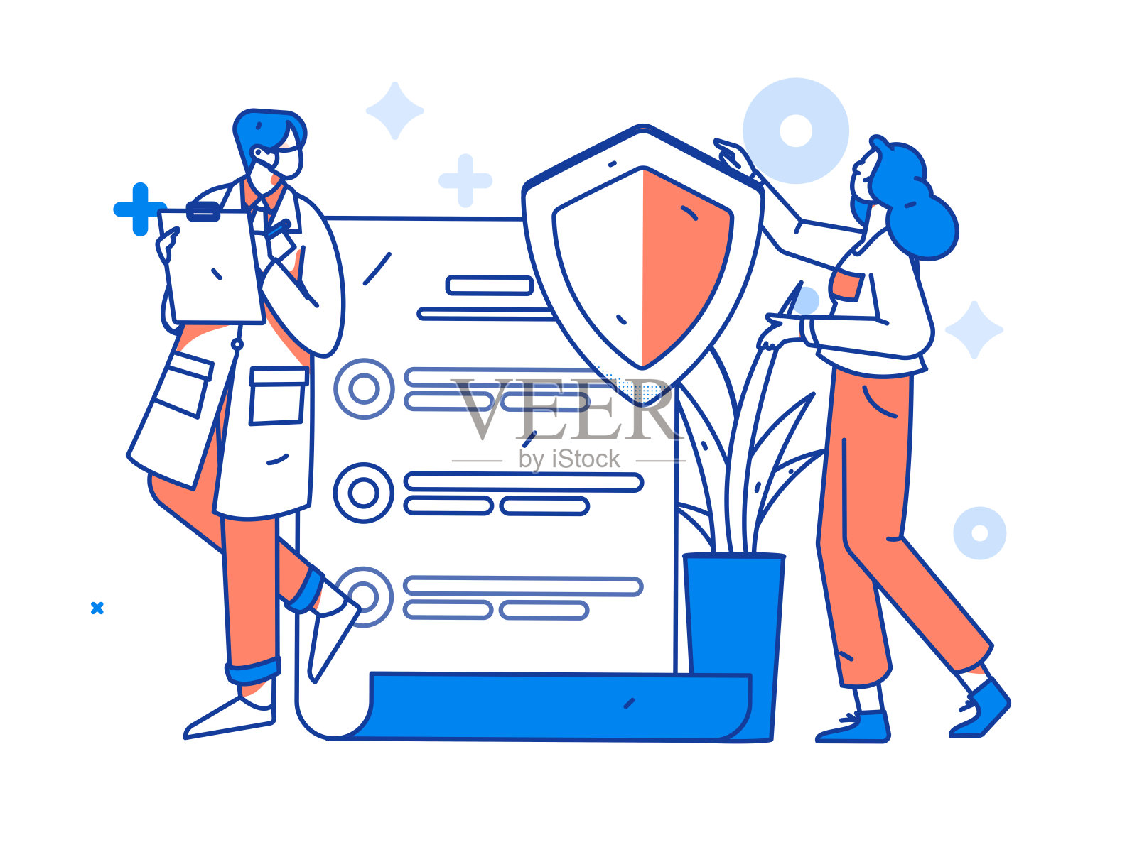 医学人物抗击疫情的平面矢量概念操作手绘插图插画图片素材