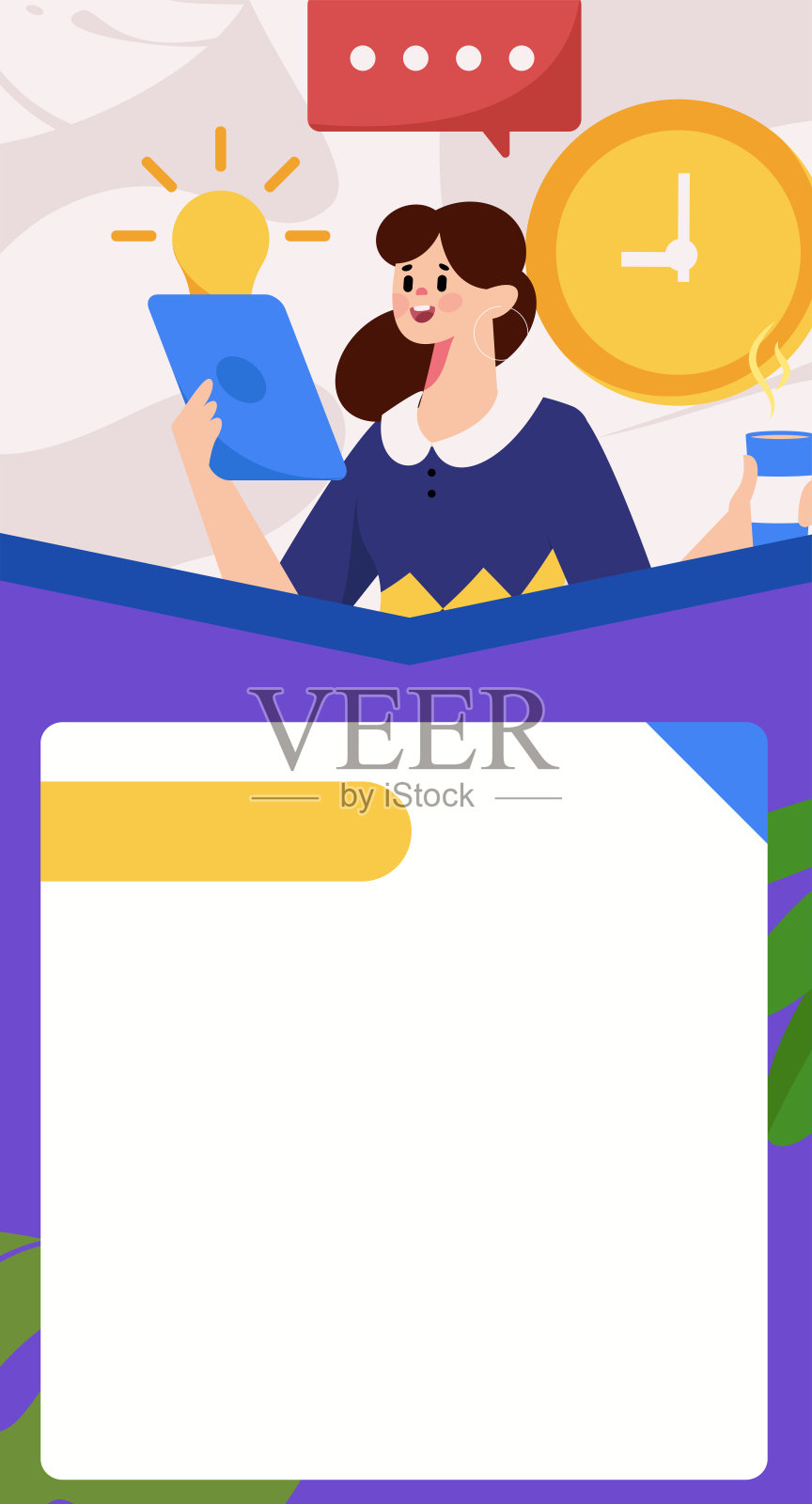 平面矢量插图的业务人员操作的工作场景插画图片素材