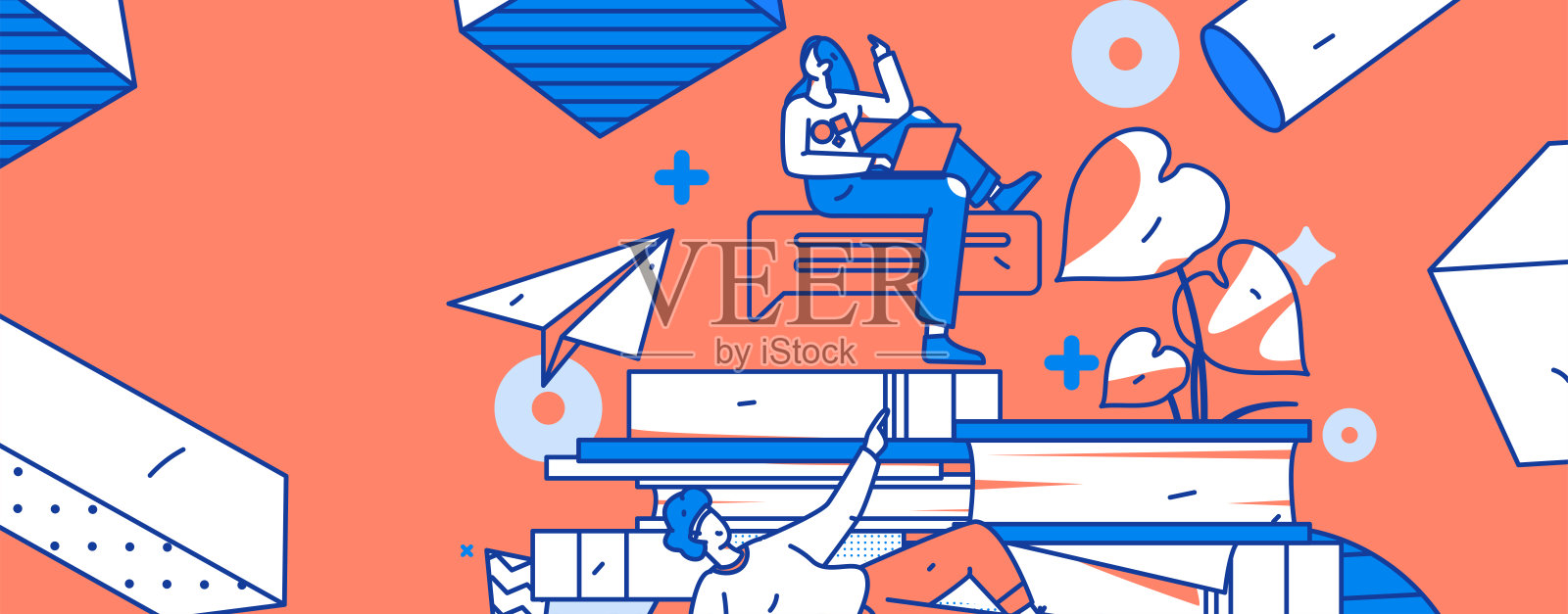 文字阅读静静地矢量概念操作手绘插图插画图片素材