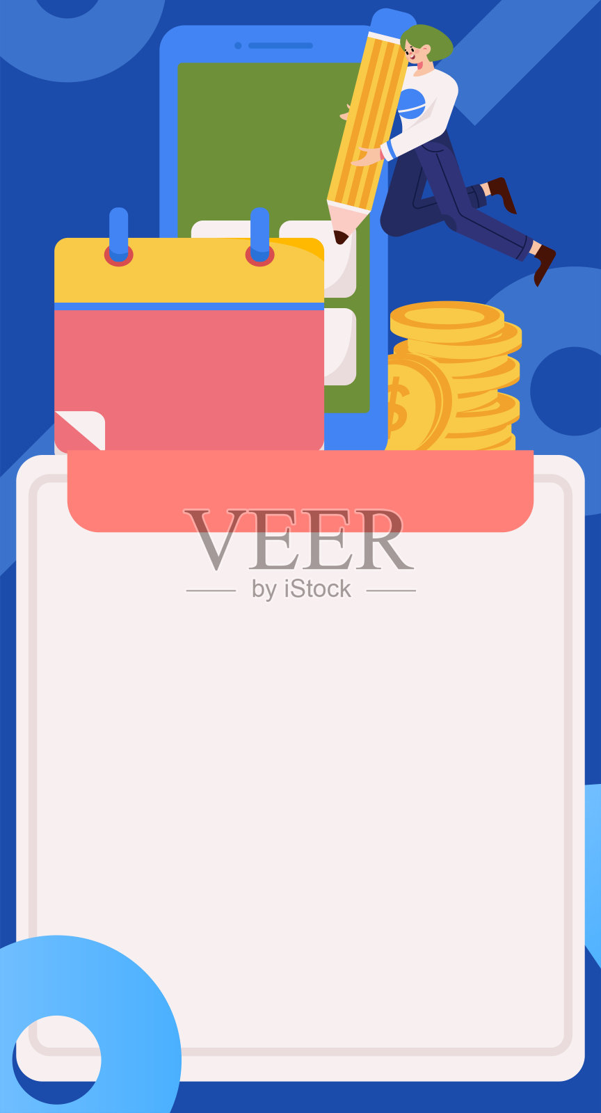 签到字符平面矢量概念操作手绘插图插画图片素材