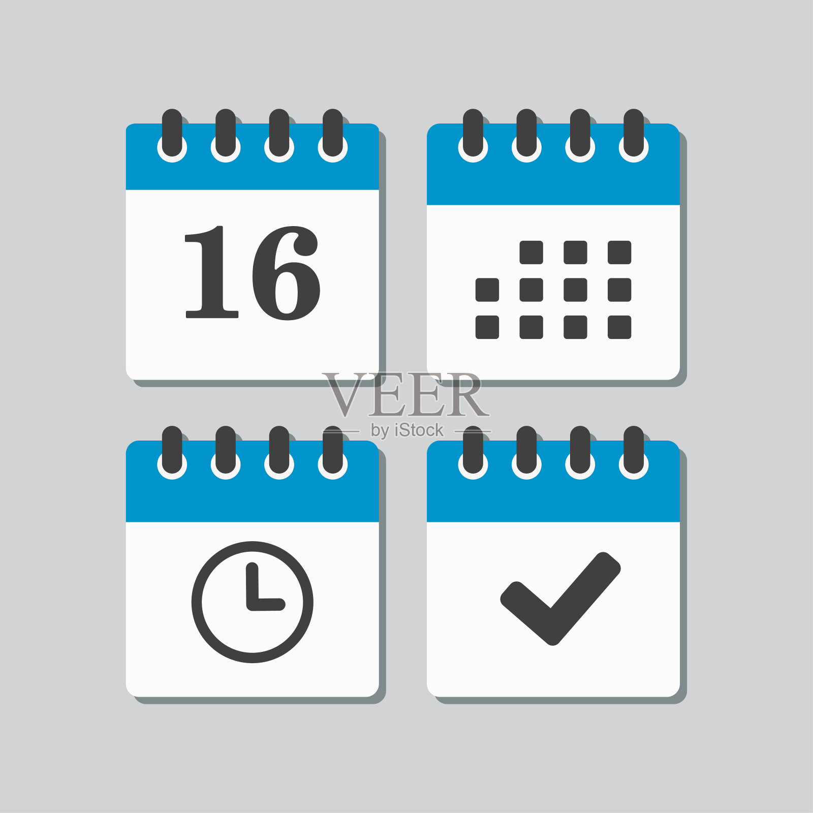 图标日历16号，日程应用程序，计时器，完成插画图片素材