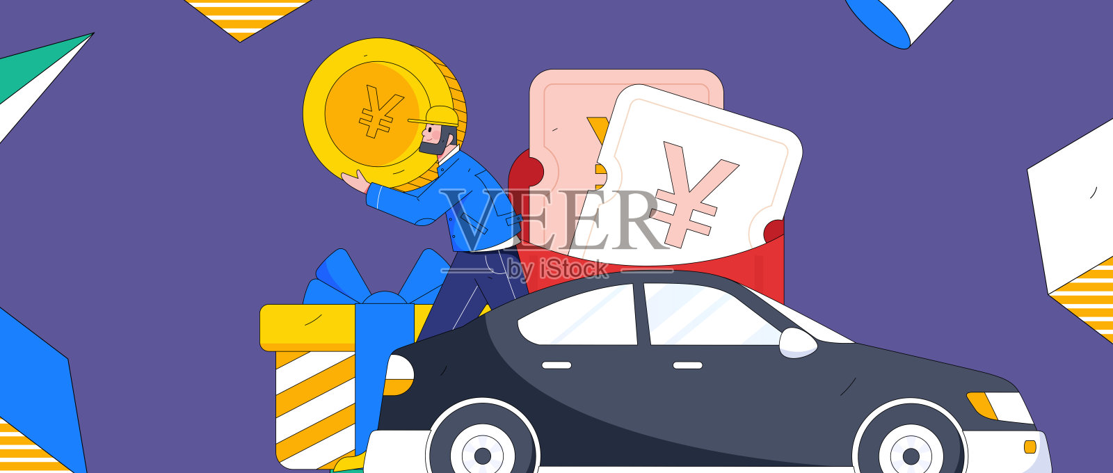 平面矢量概念操作手绘的人乘出租车的插图插画图片素材