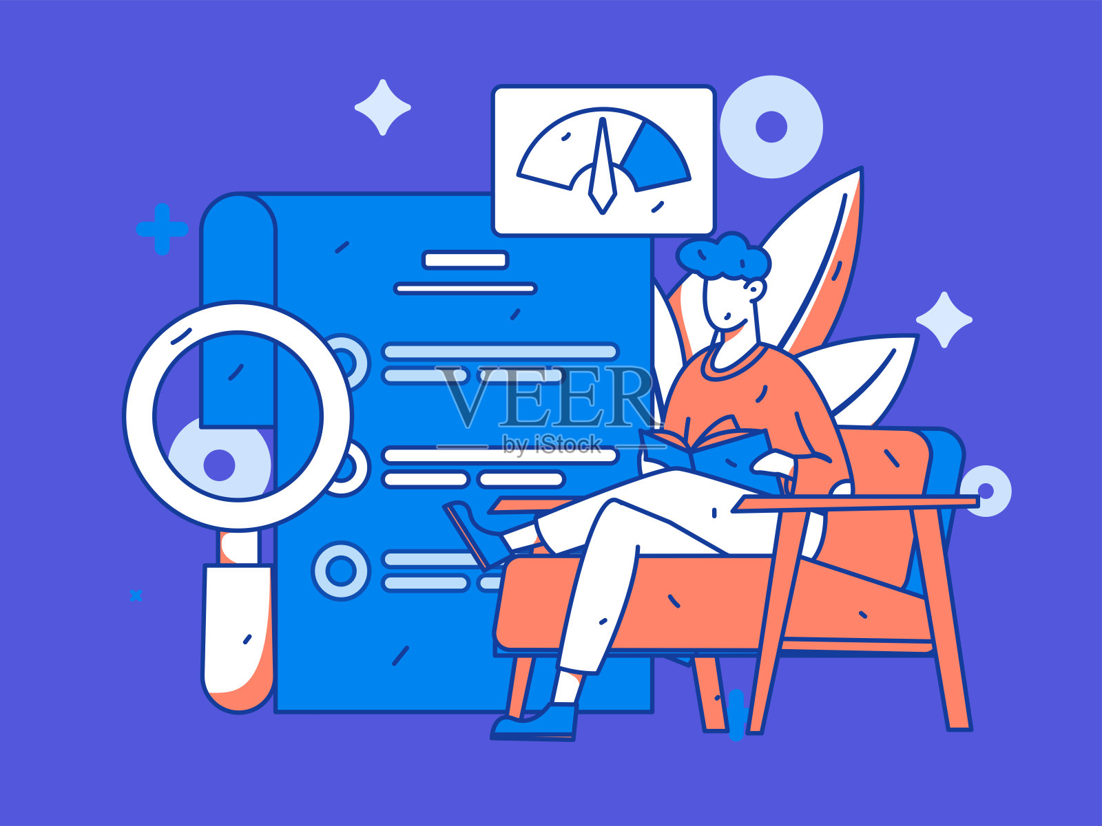 文字阅读静静地矢量概念操作手绘插图插画图片素材