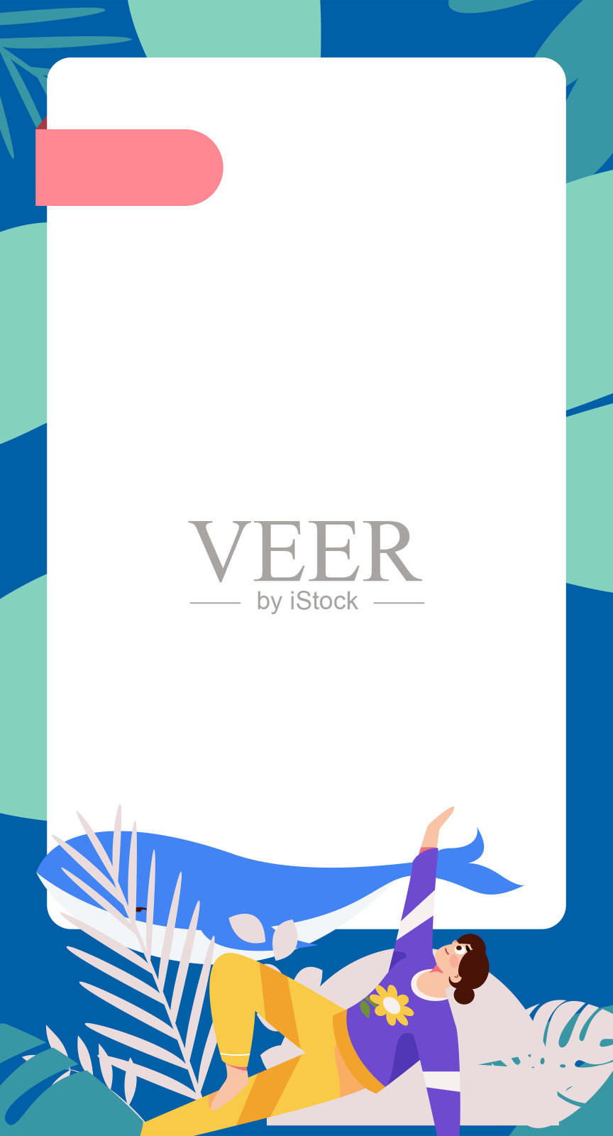 练习瑜伽，身心健康，平面矢量人物概念，操作手绘插图插画图片素材