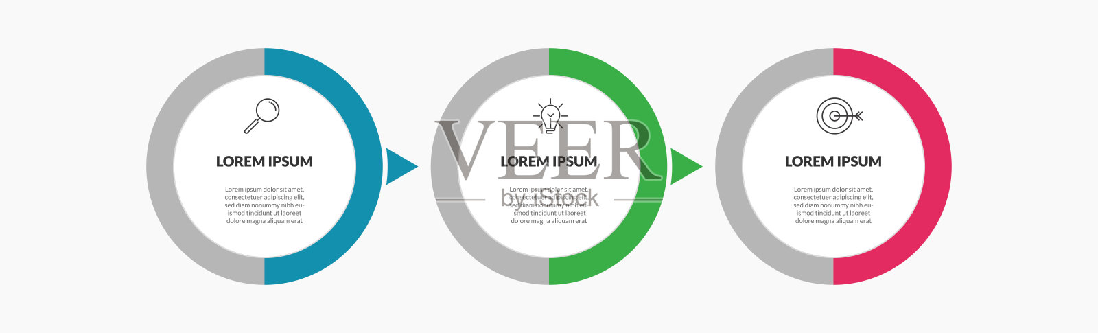 矢量信息图设计业务模板与图标和3个选项或步骤。方形设计或图解插画图片素材