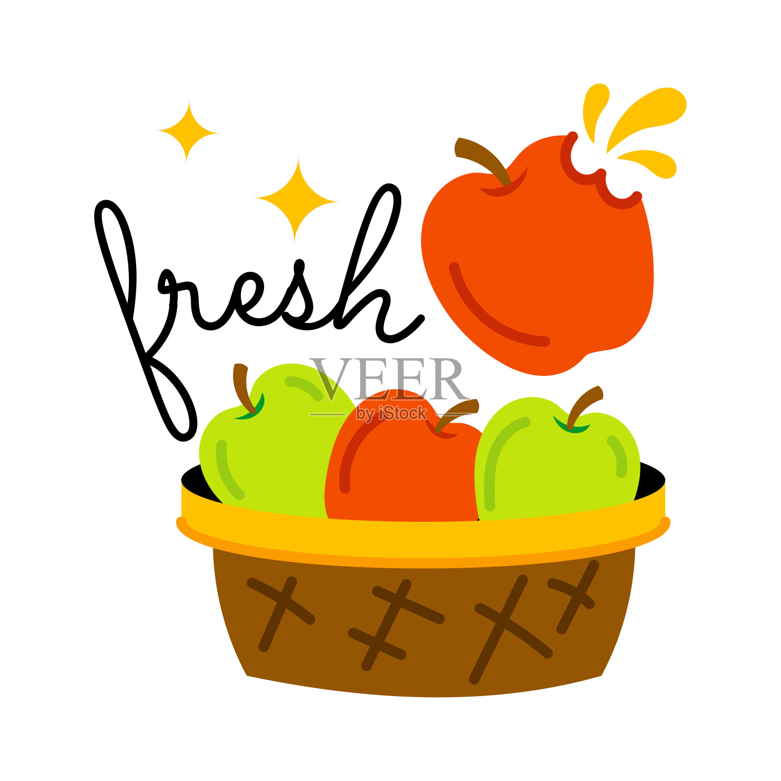 新鲜的水果插画图片素材